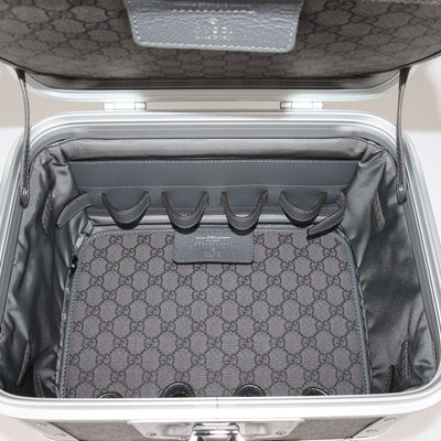 Gucci Brown/Silver GG Supreme Canvas and Aluminum Vanity Beauty Case