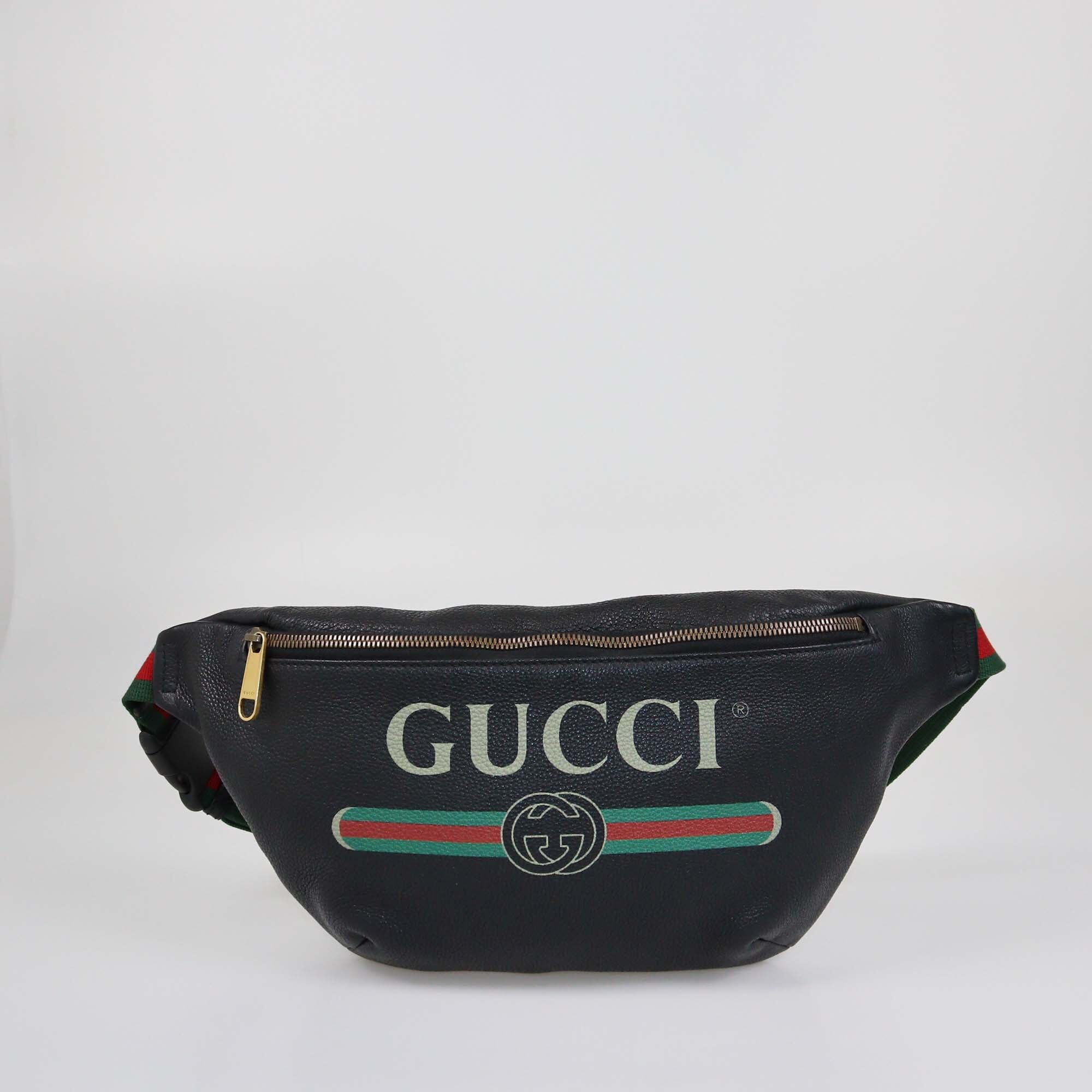 Gucci Black Pebbled Logo Web Belt Bag Womens Gucci 