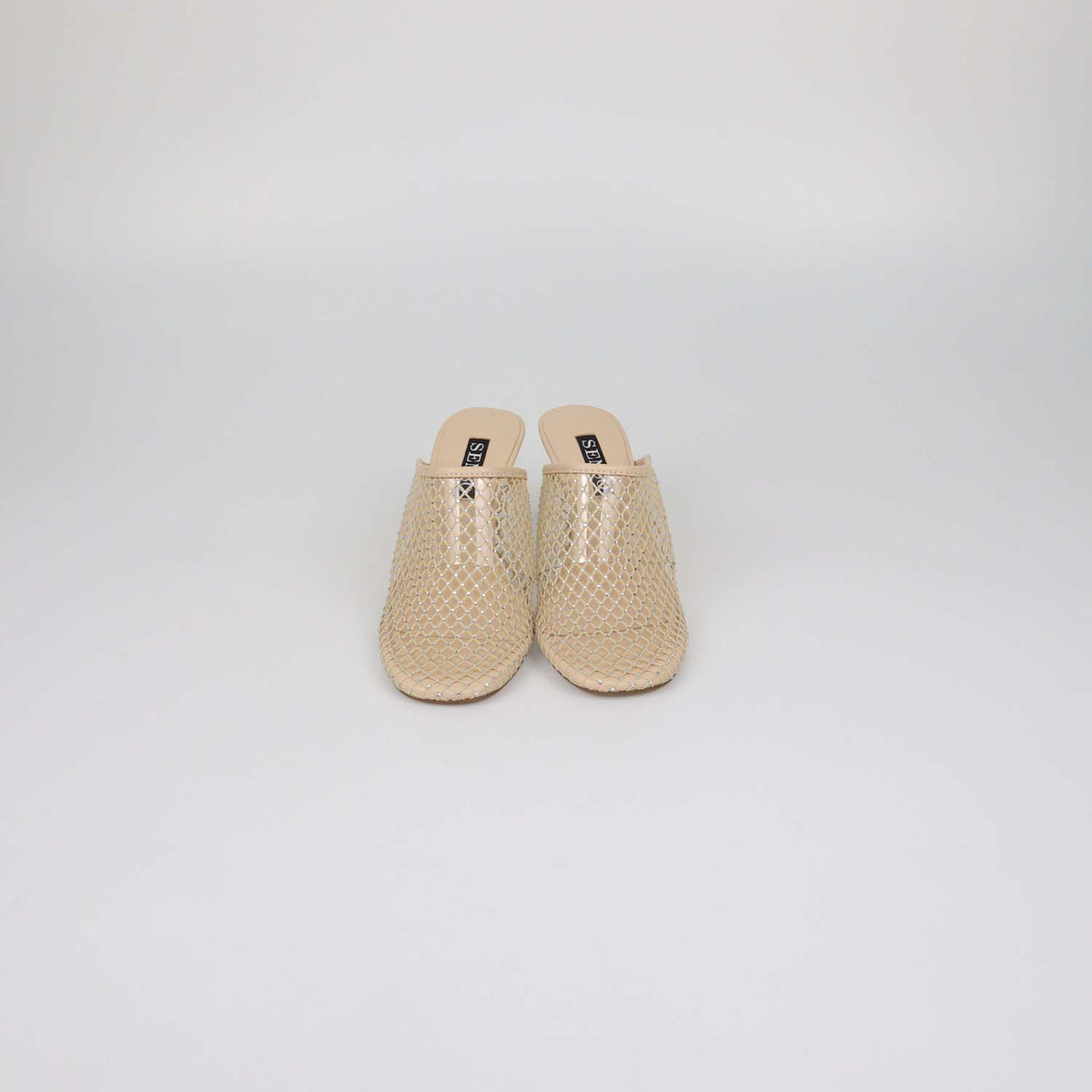 Senso Beige Mesh Crystal Pam Mules