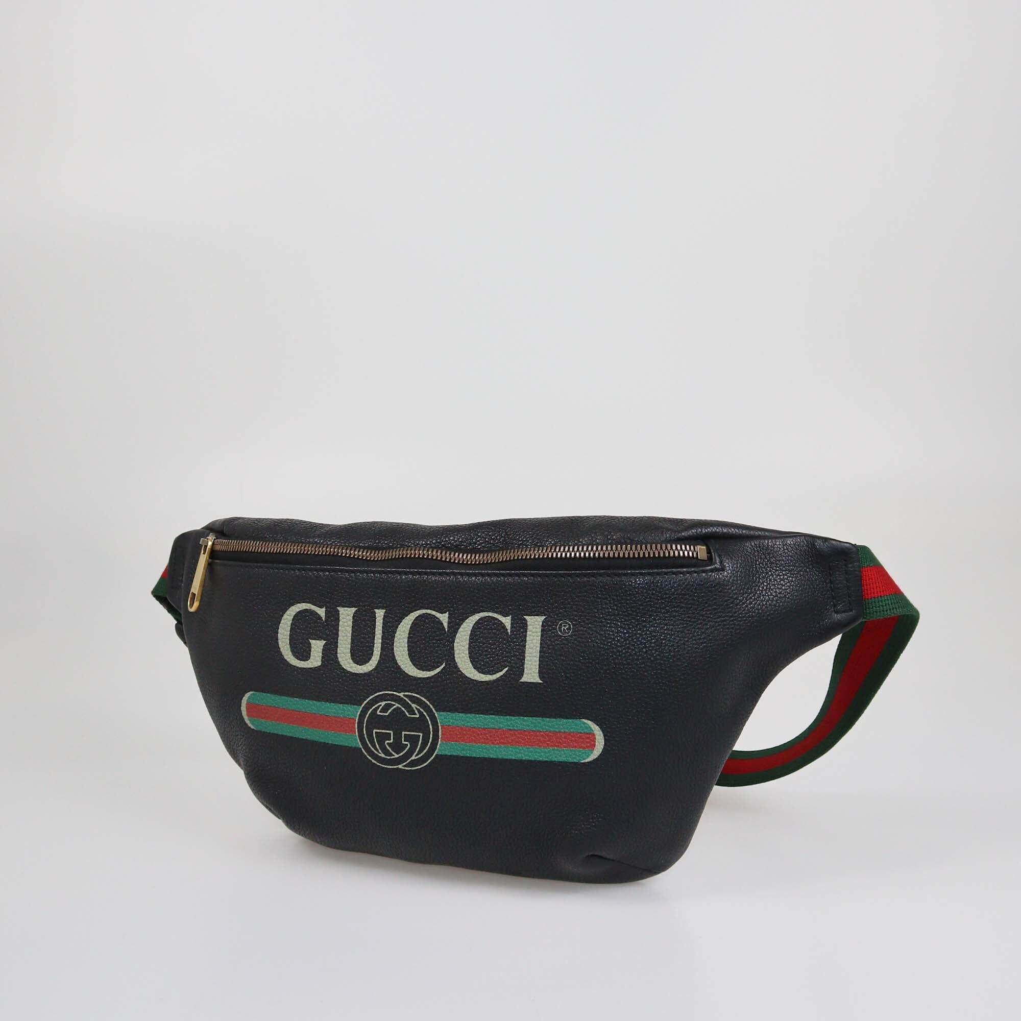 Gucci Black Pebbled Logo Web Belt Bag Womens Gucci 