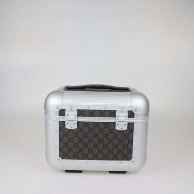 Gucci Brown/Silver GG Supreme Canvas and Aluminum Vanity Beauty Case