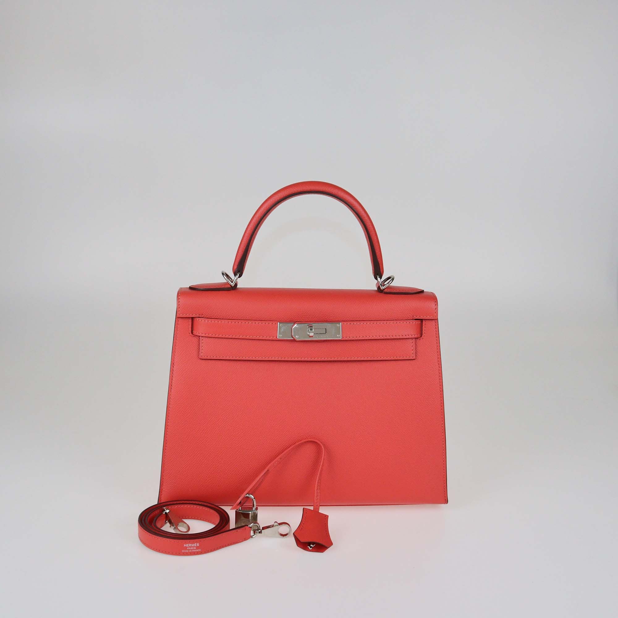 Hermes Rose Jaipur Epsom Leather Palladium hardware Kelly Sellier 28 Bag