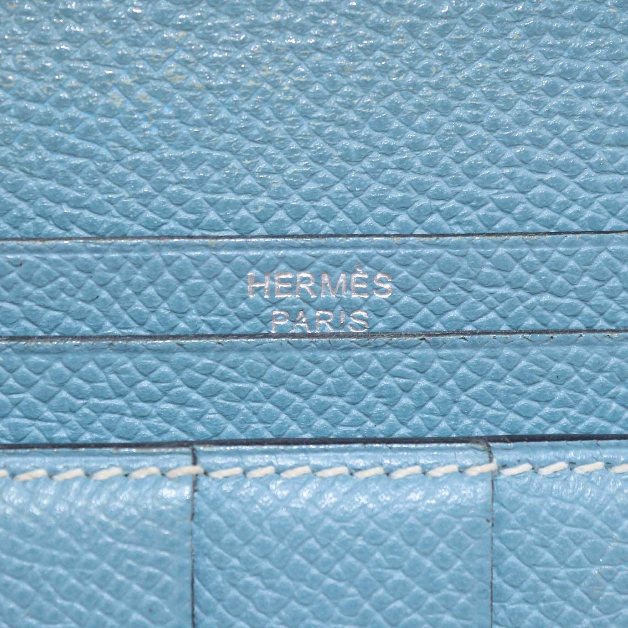 Hermes Blue Jean Epsom Bearn Wallet Womens Hermes 