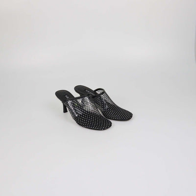 Senso Black Mesh Crystal Pam Mules