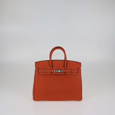 Hermes Terre Battue Togo Leather Palladium Hardware Birkin 25 Bag