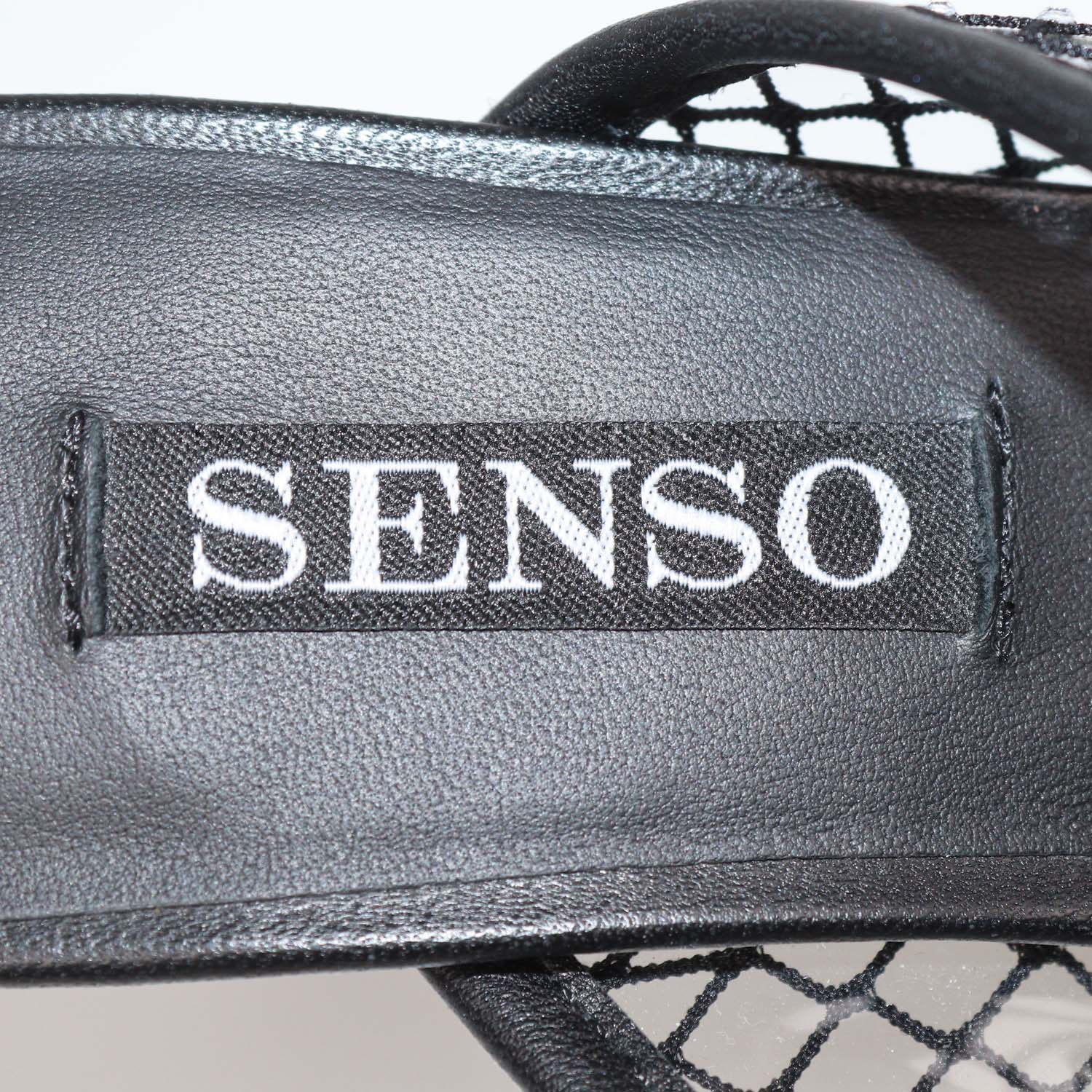 Senso Black Mesh Crystal Pam Mules