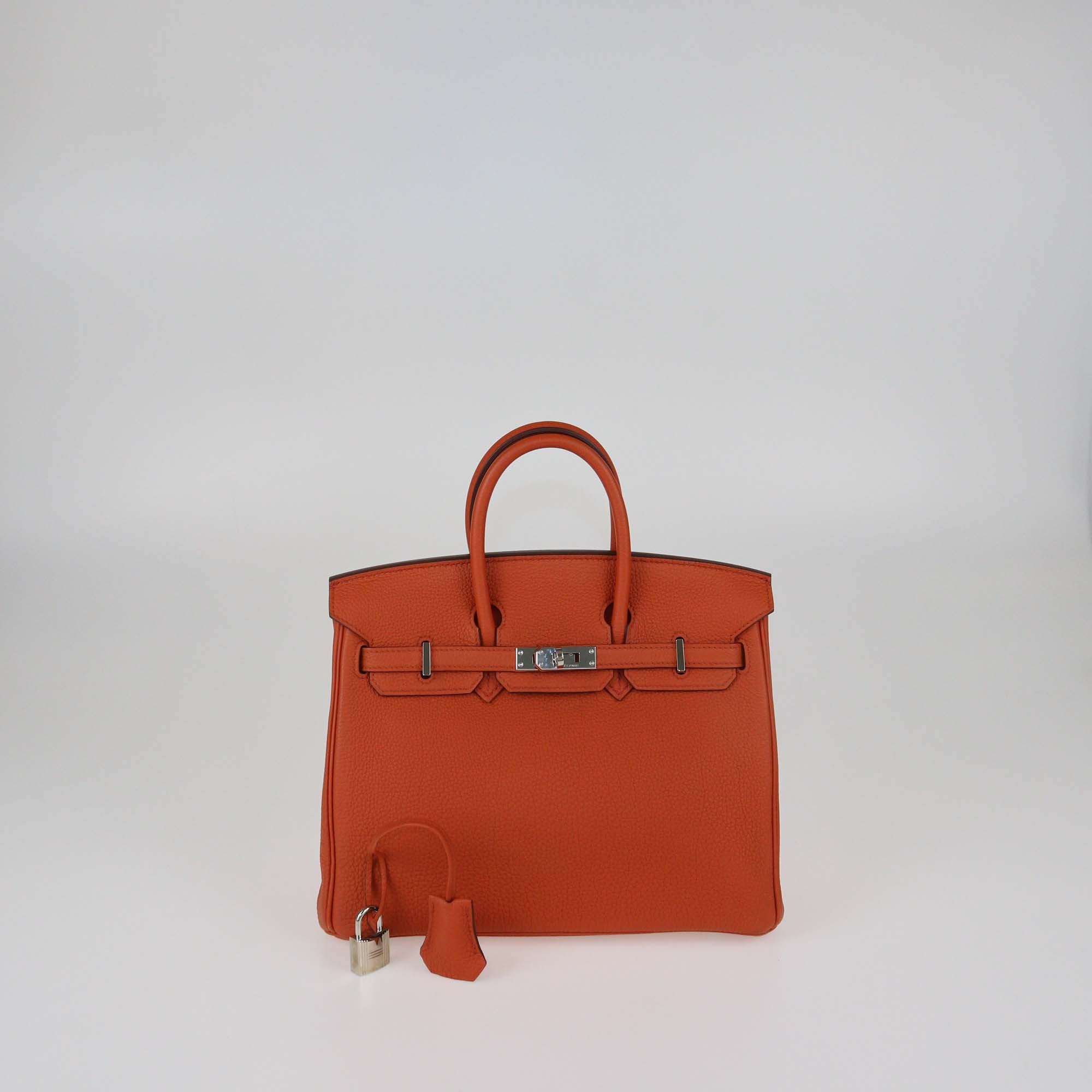 Hermes Terre Battue Togo Leather Palladium Hardware Birkin 25 Bag