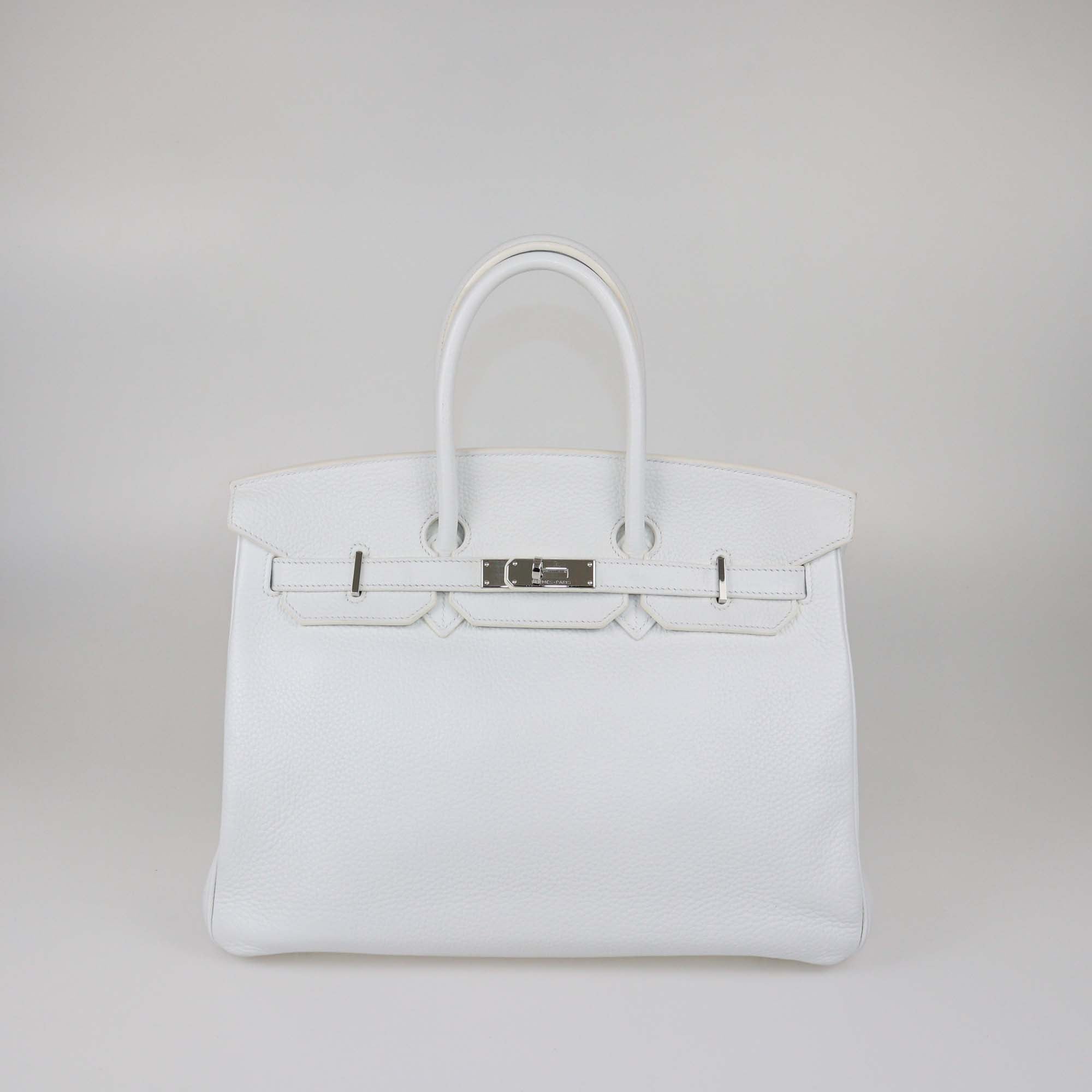 Hermes White Clemence Leather Palladium Hardware Birkin 35 Bag