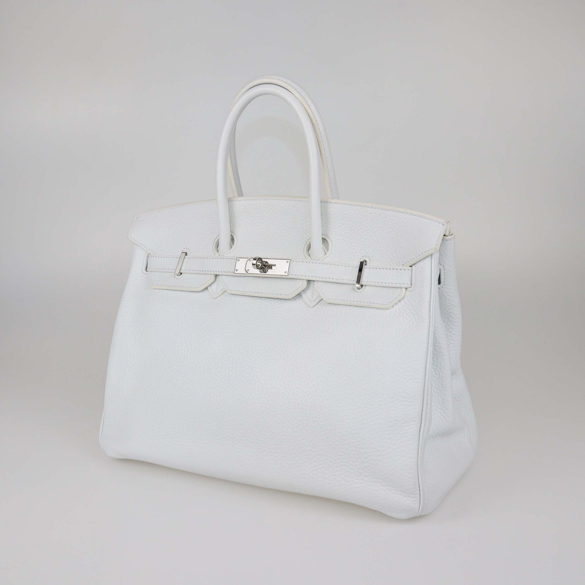 Hermes White Clemence Leather Palladium Hardware Birkin 35 Bag