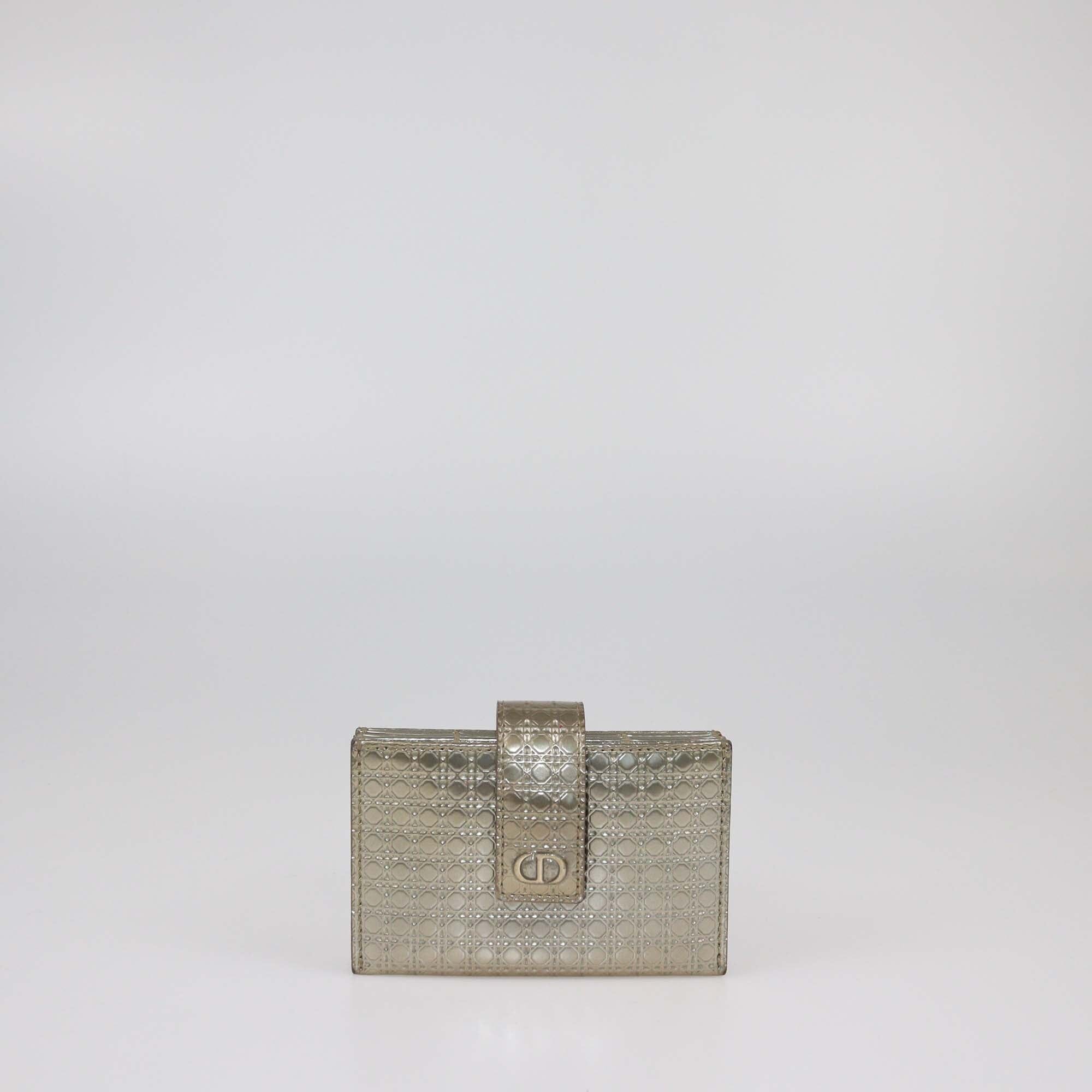 Christian Dior Gold Cannage Patent Gusset Card Holder Womens Christian Dior 