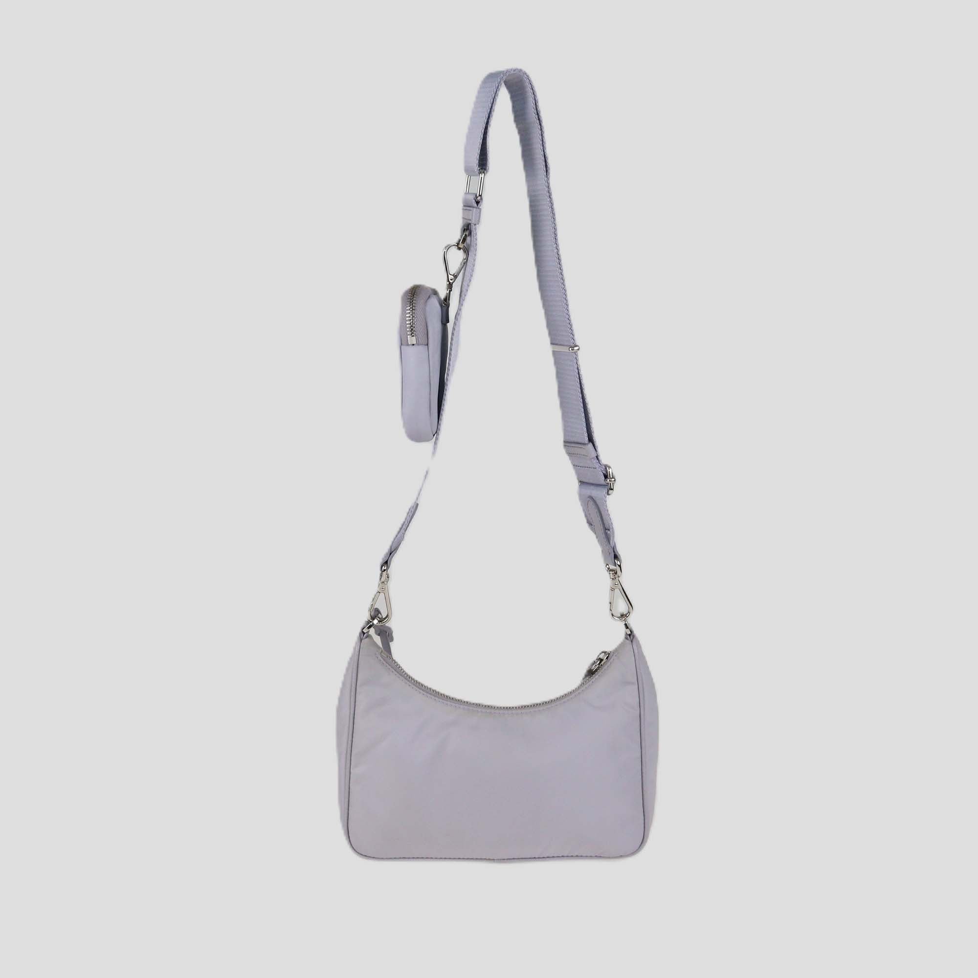 Prada Lilac Re-Nylon and Saffiano Leather Re-Edition 2005 Baguette Bag