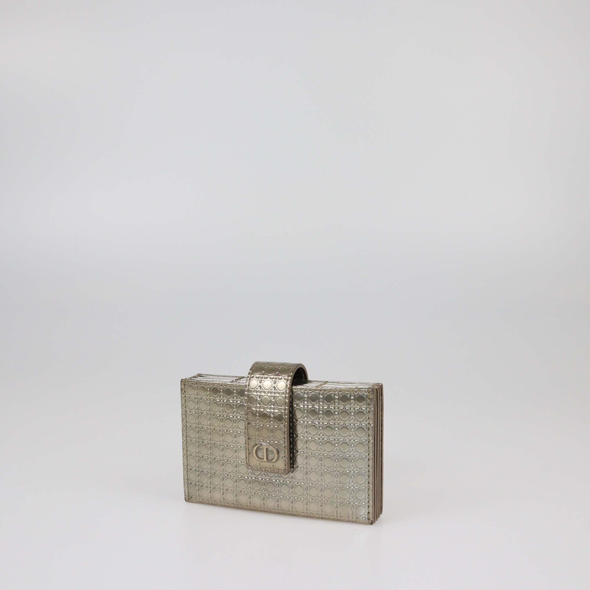 Christian Dior Gold Cannage Patent Gusset Card Holder Womens Christian Dior 