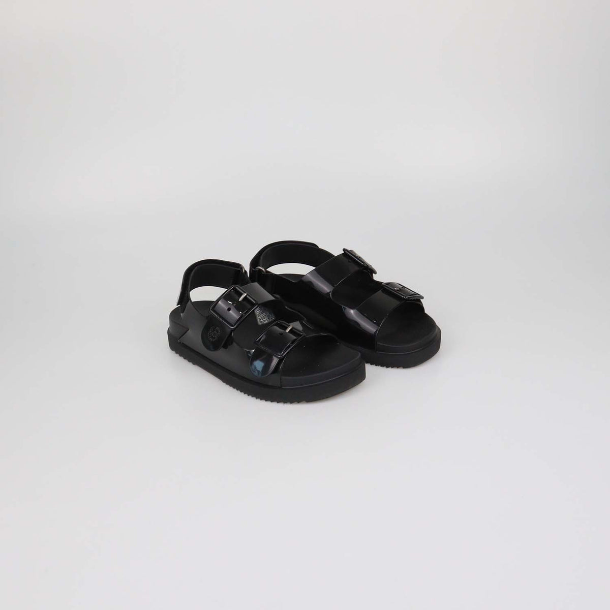 Gucci Black Rubber Double G Flat Sandals