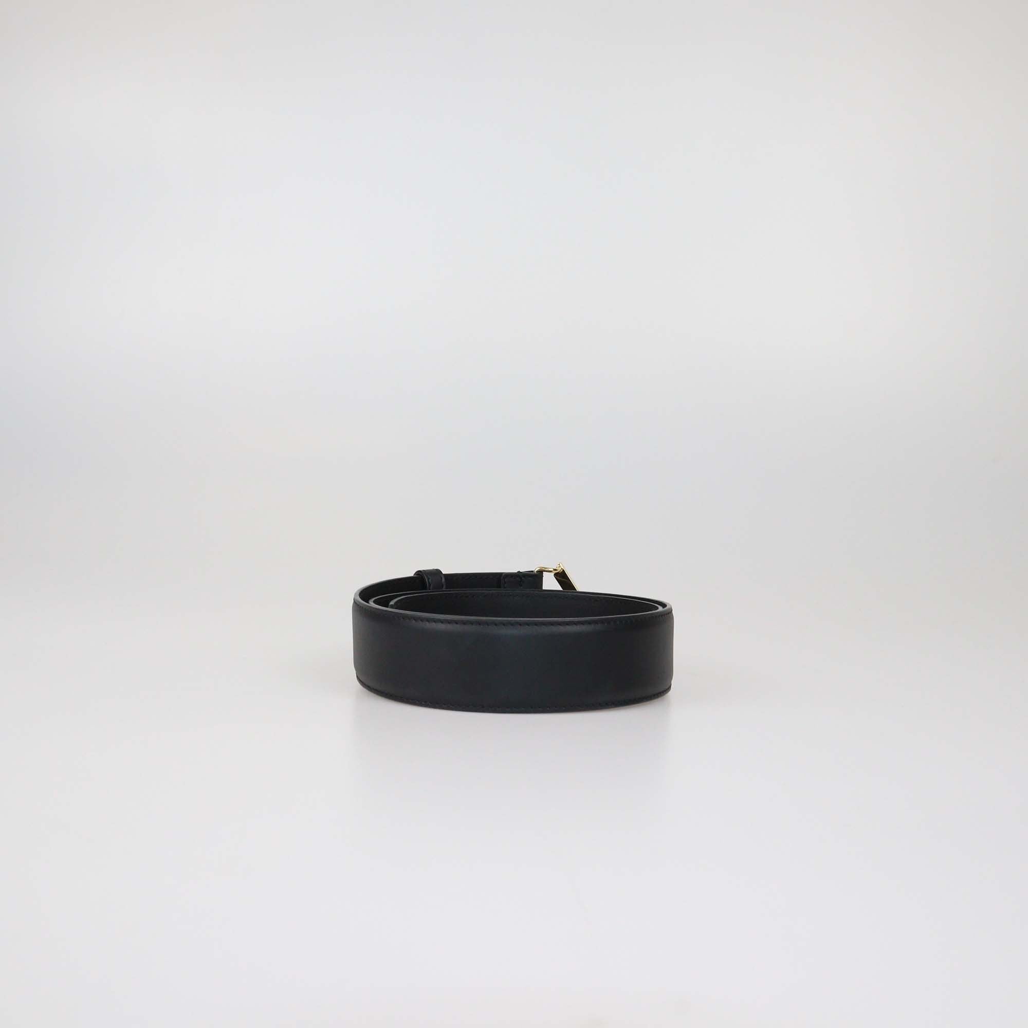 Fendi Black Leather F Logo Buckle Belt