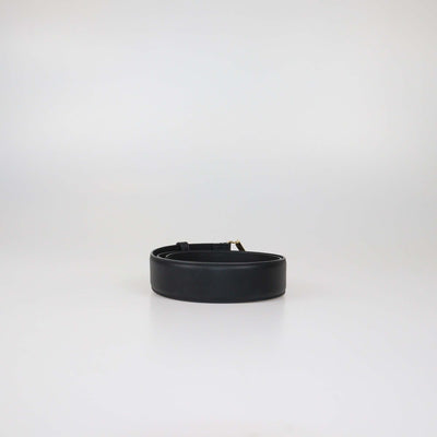 Fendi Black Leather F Logo Buckle Belt