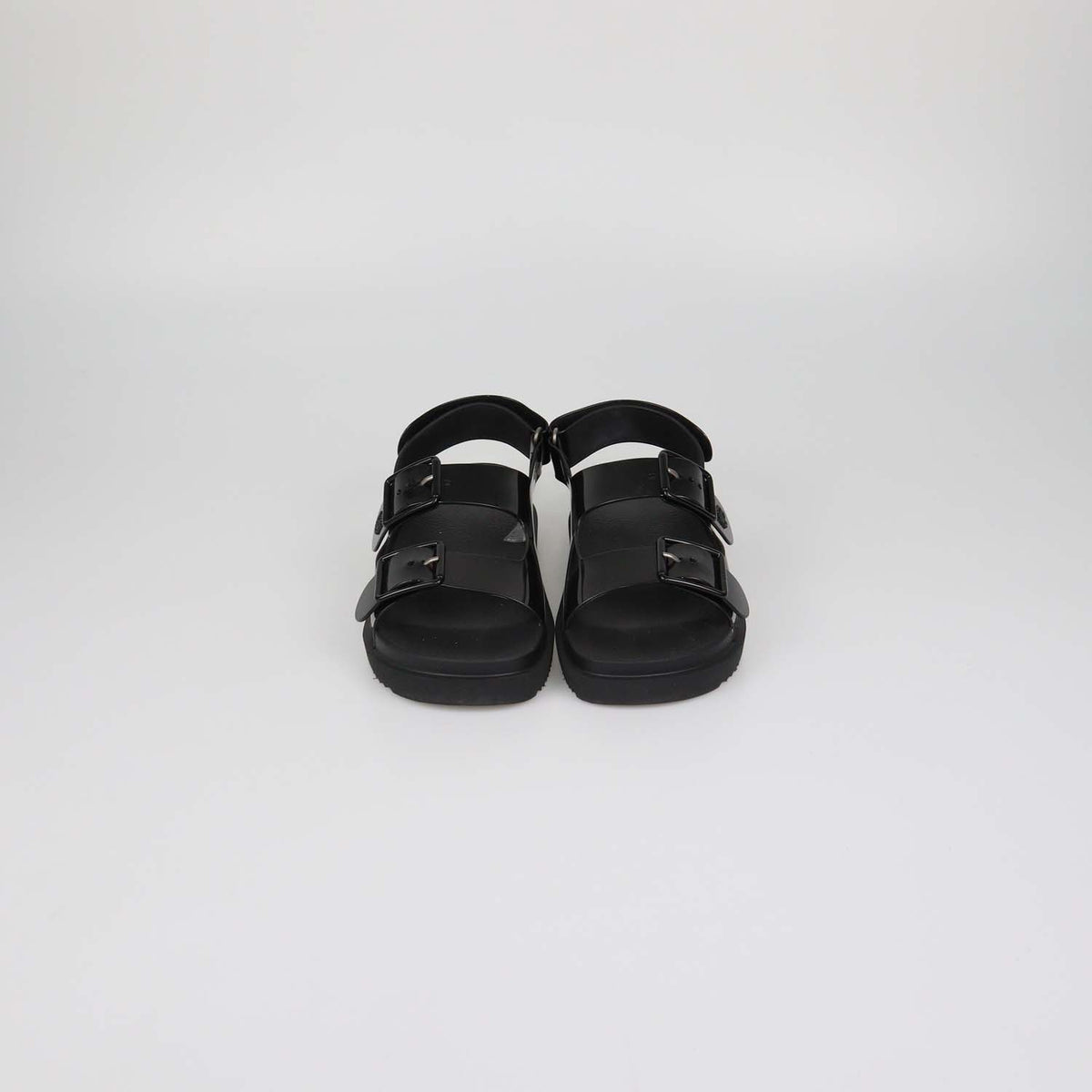 Gucci Black Rubber Double G Flat Sandals