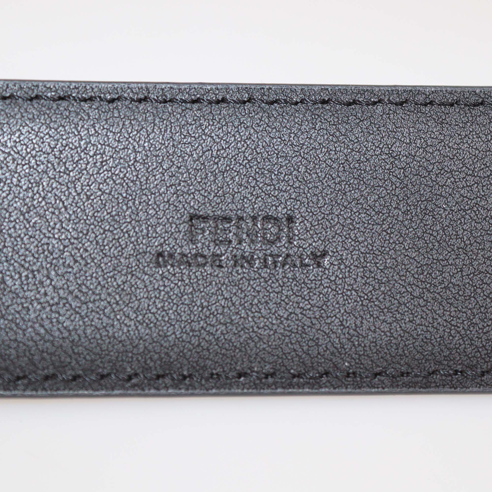 Fendi Black Leather F Logo Buckle Belt