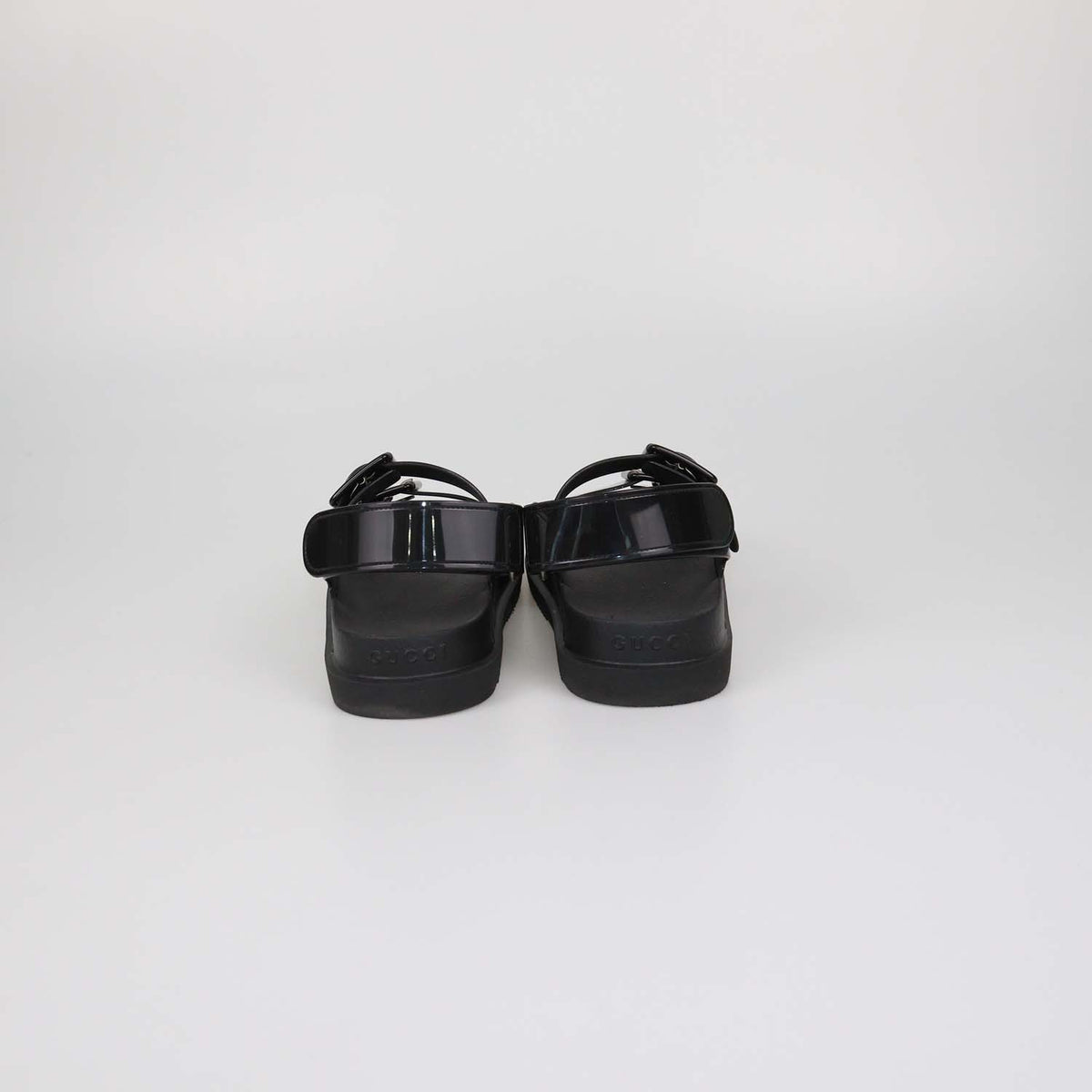 Gucci Black Rubber Double G Flat Sandals