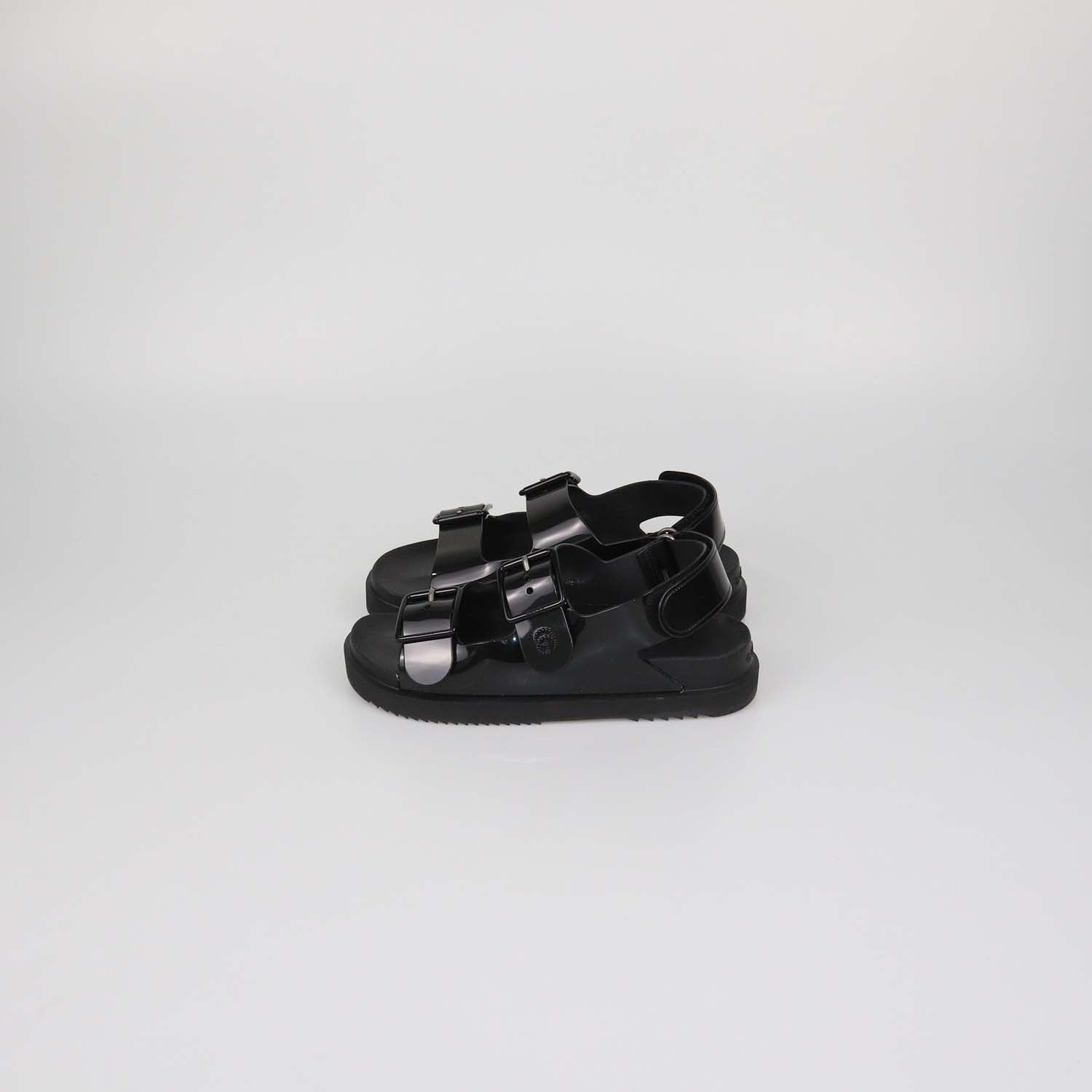 Gucci Black Rubber Double G Flat Sandals