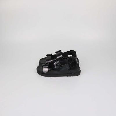 Gucci Black Rubber Double G Flat Sandals