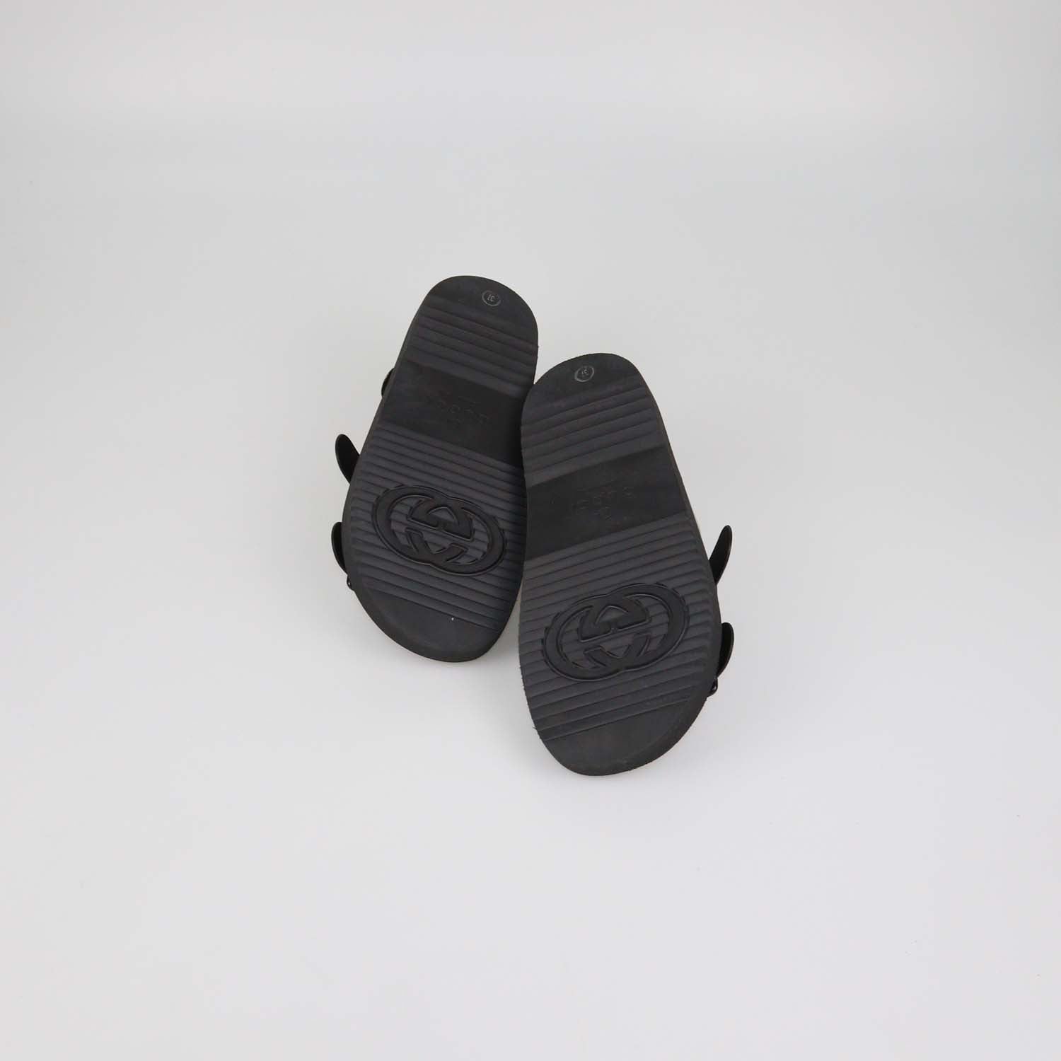 Gucci Black Rubber Double G Flat Sandals