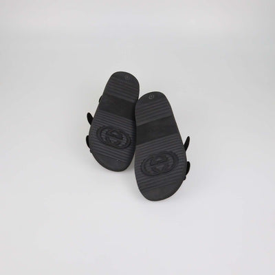 Gucci Black Rubber Double G Flat Sandals