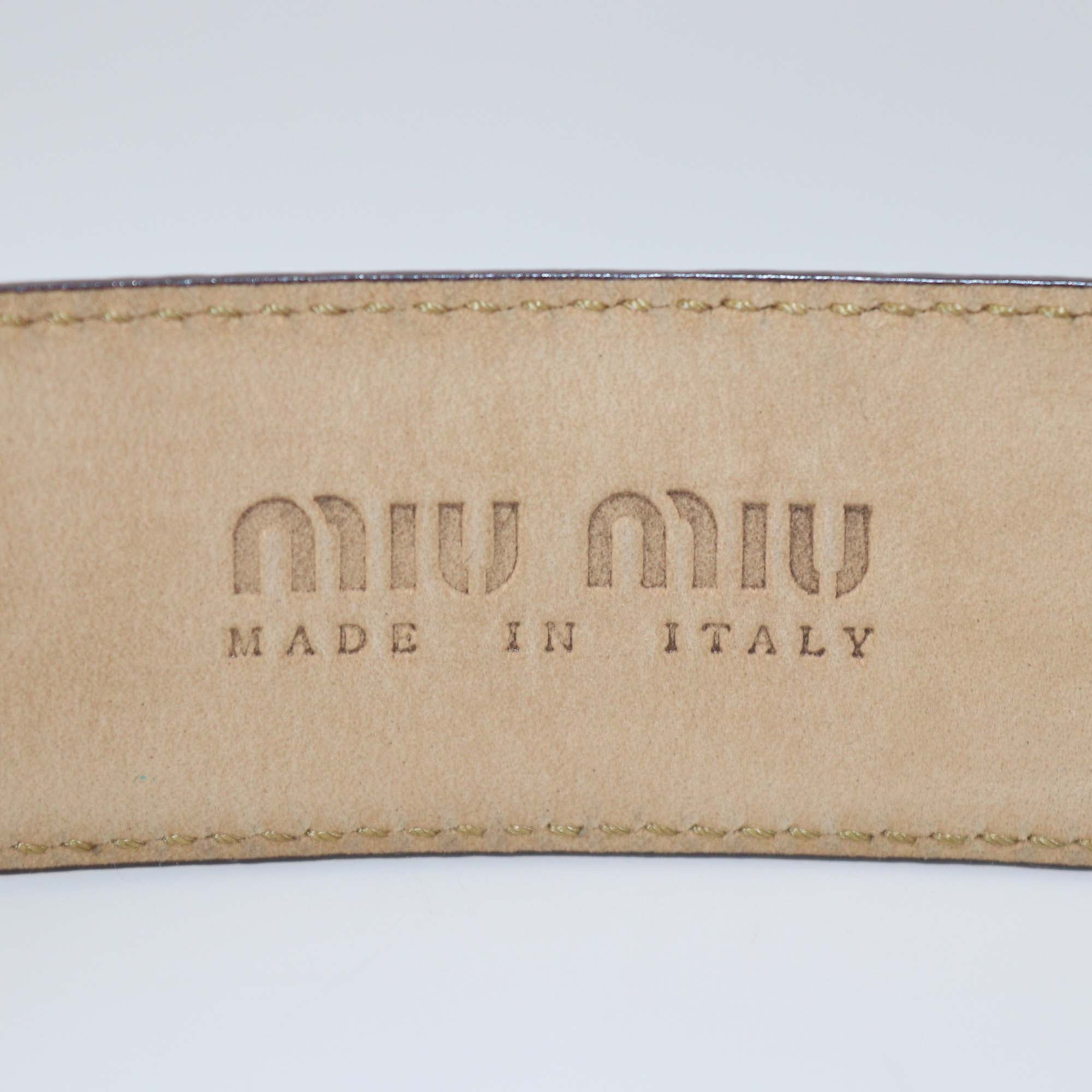 Miu Miu Beige Leather Round Buckle Belt