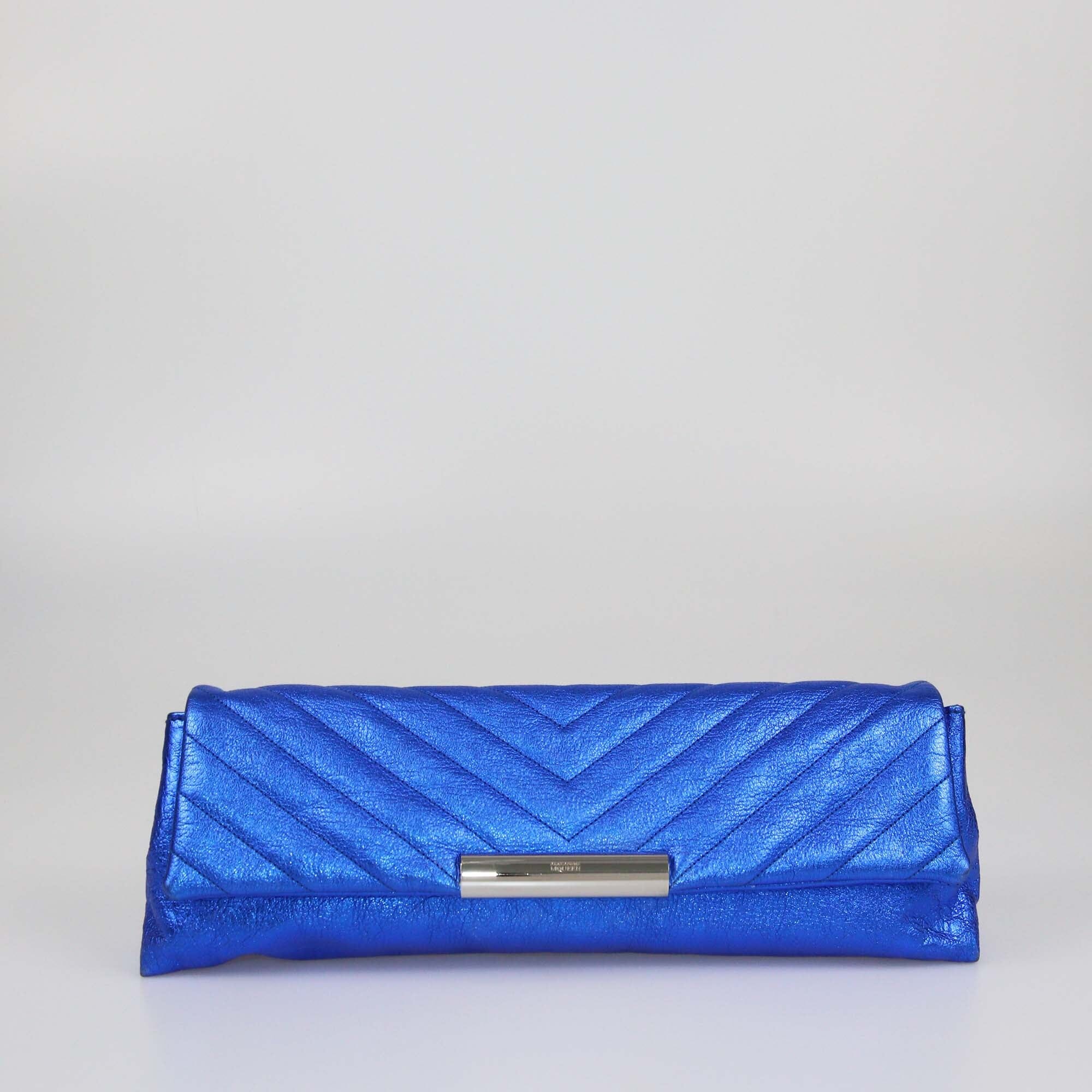 Alexander McQueen Metallic Blue Chevron Long Clutch Womens Alexander McQueen 