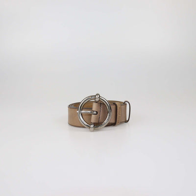 Miu Miu Beige Leather Round Buckle Belt