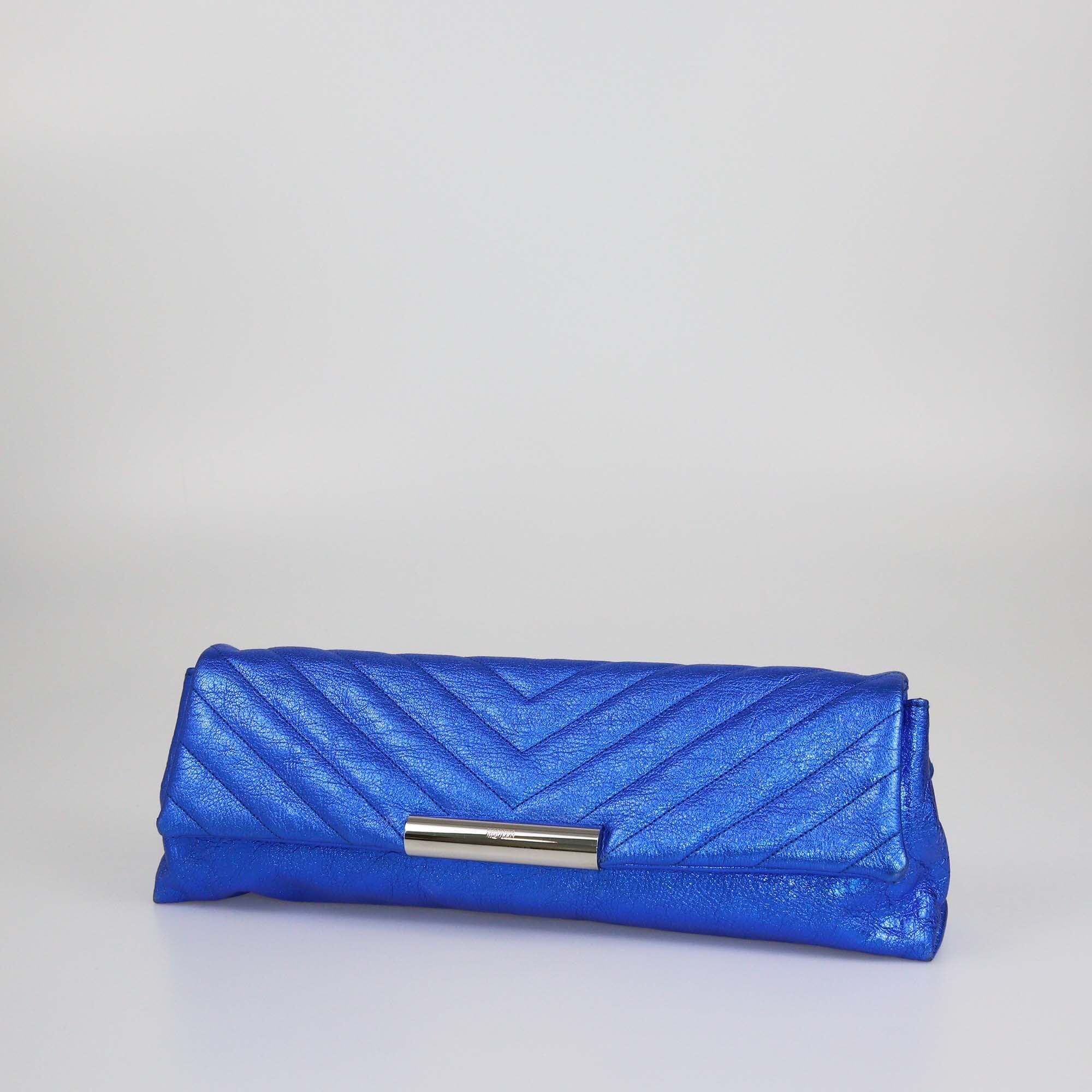 Alexander McQueen Metallic Blue Chevron Long Clutch Womens Alexander McQueen 