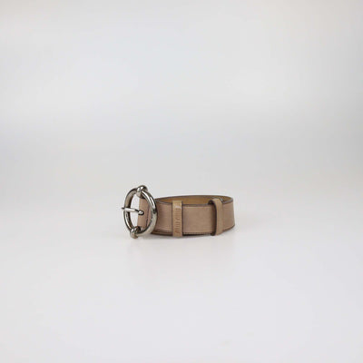 Miu Miu Beige Leather Round Buckle Belt