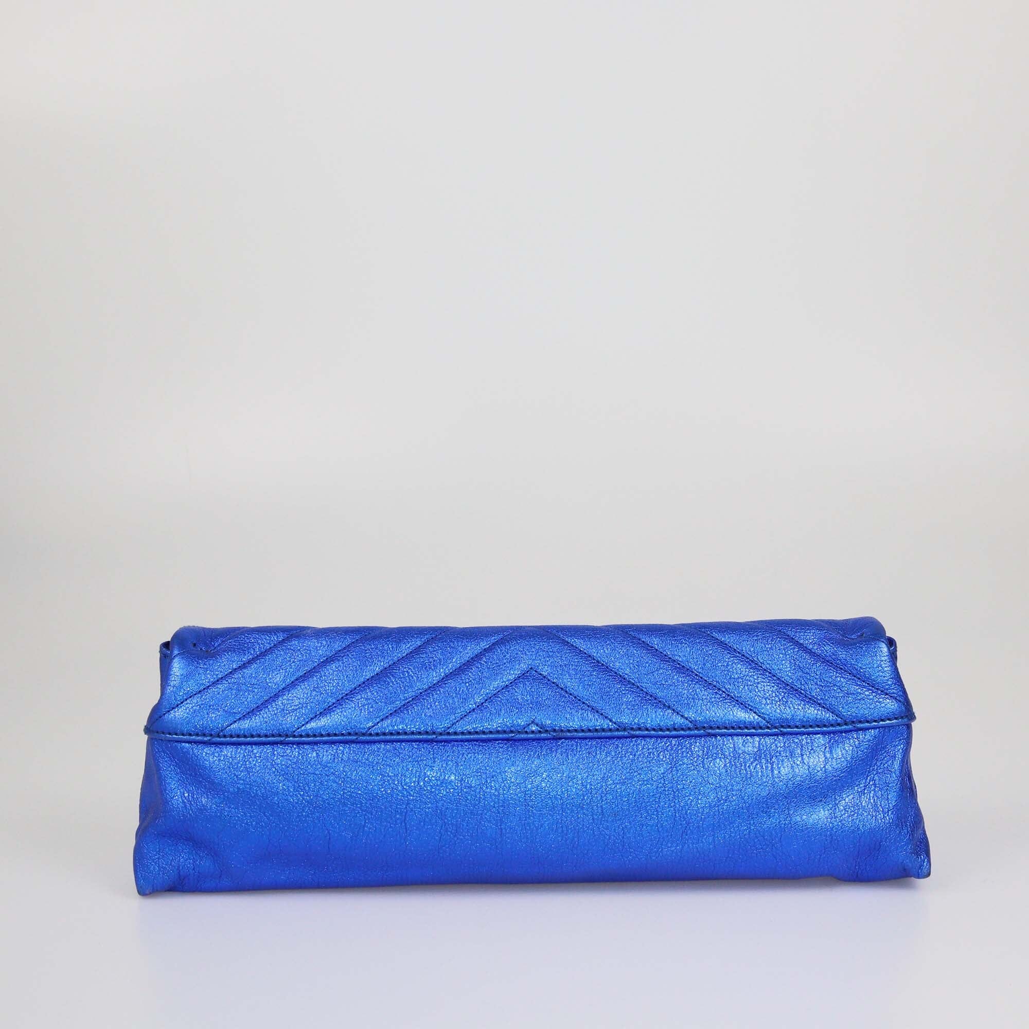 Alexander McQueen Metallic Blue Chevron Long Clutch Womens Alexander McQueen 