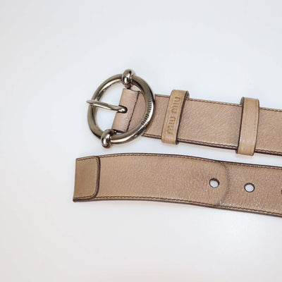 Miu Miu Beige Leather Round Buckle Belt