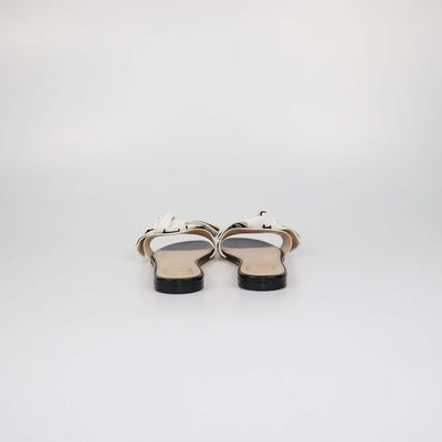 Christian Dior White/Black Embroidered Fabric J'Adior Slide