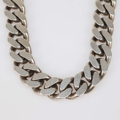 Saint Laurent Oxidized Silver Metal Curb Chain Necklace