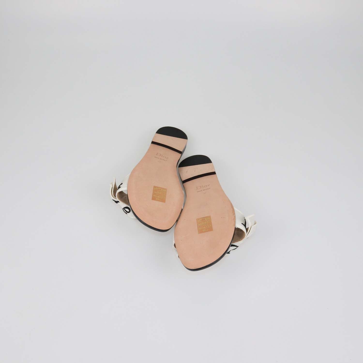 Christian Dior White/Black Embroidered Fabric J'Adior Slide