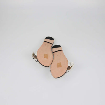 Christian Dior White/Black Embroidered Fabric J'Adior Slide