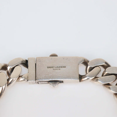 Saint Laurent Oxidized Silver Metal Curb Chain Necklace