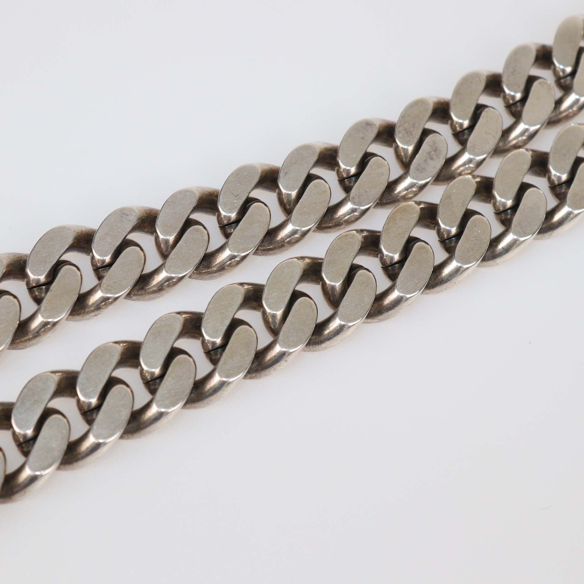 Saint Laurent Oxidized Silver Metal Curb Chain Necklace