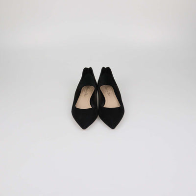 Christian Dior Black Leather Suede Heart Pointed Toe Ballet Flats