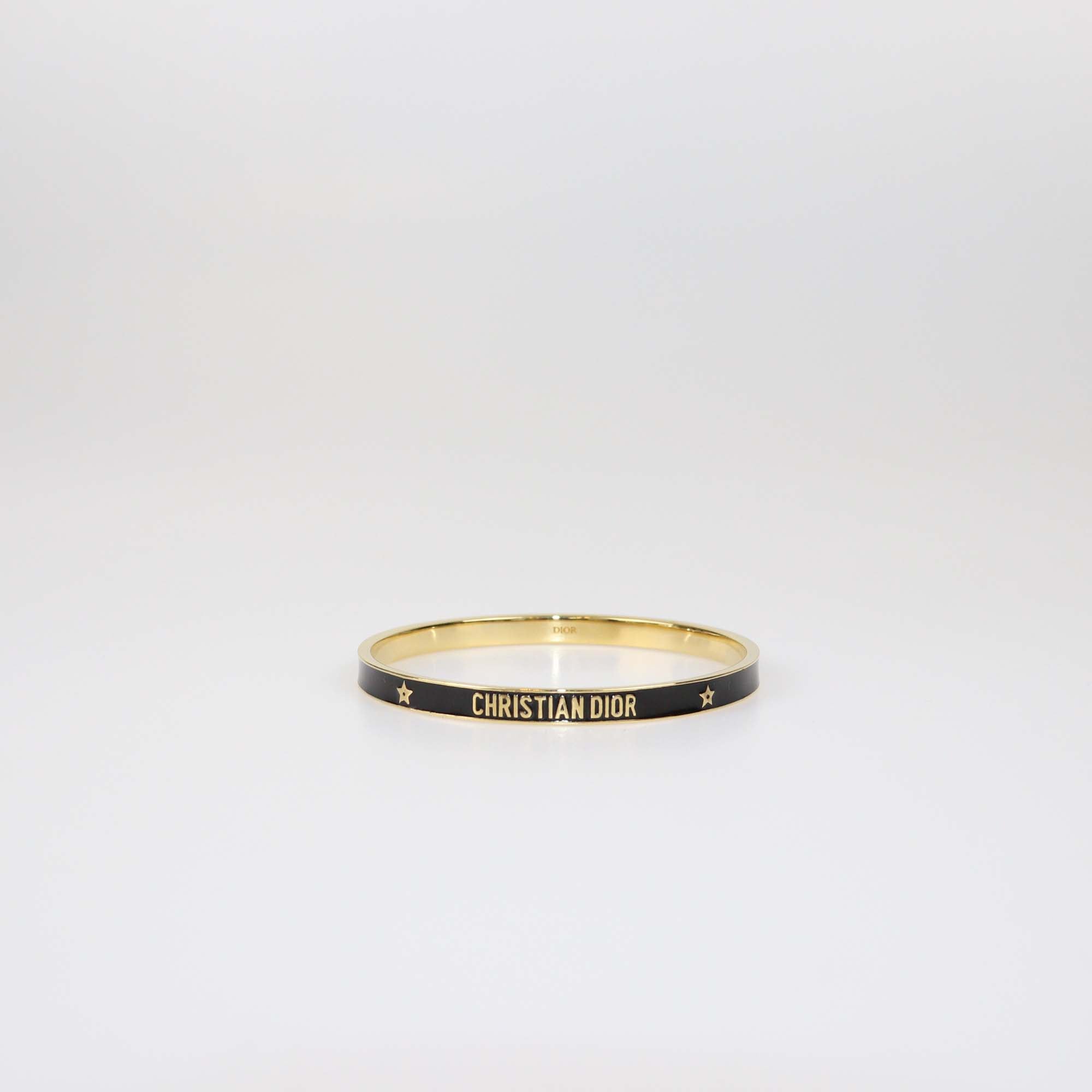 Christian Dior Black/Gold Tone Metal Lacquer Bangle