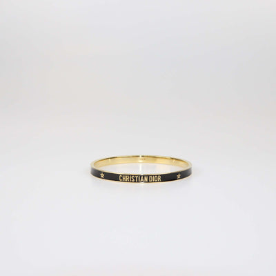 Christian Dior Black/Gold Tone Metal Lacquer Bangle