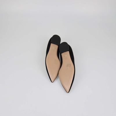 Christian Dior Black Leather Suede Heart Pointed Toe Ballet Flats