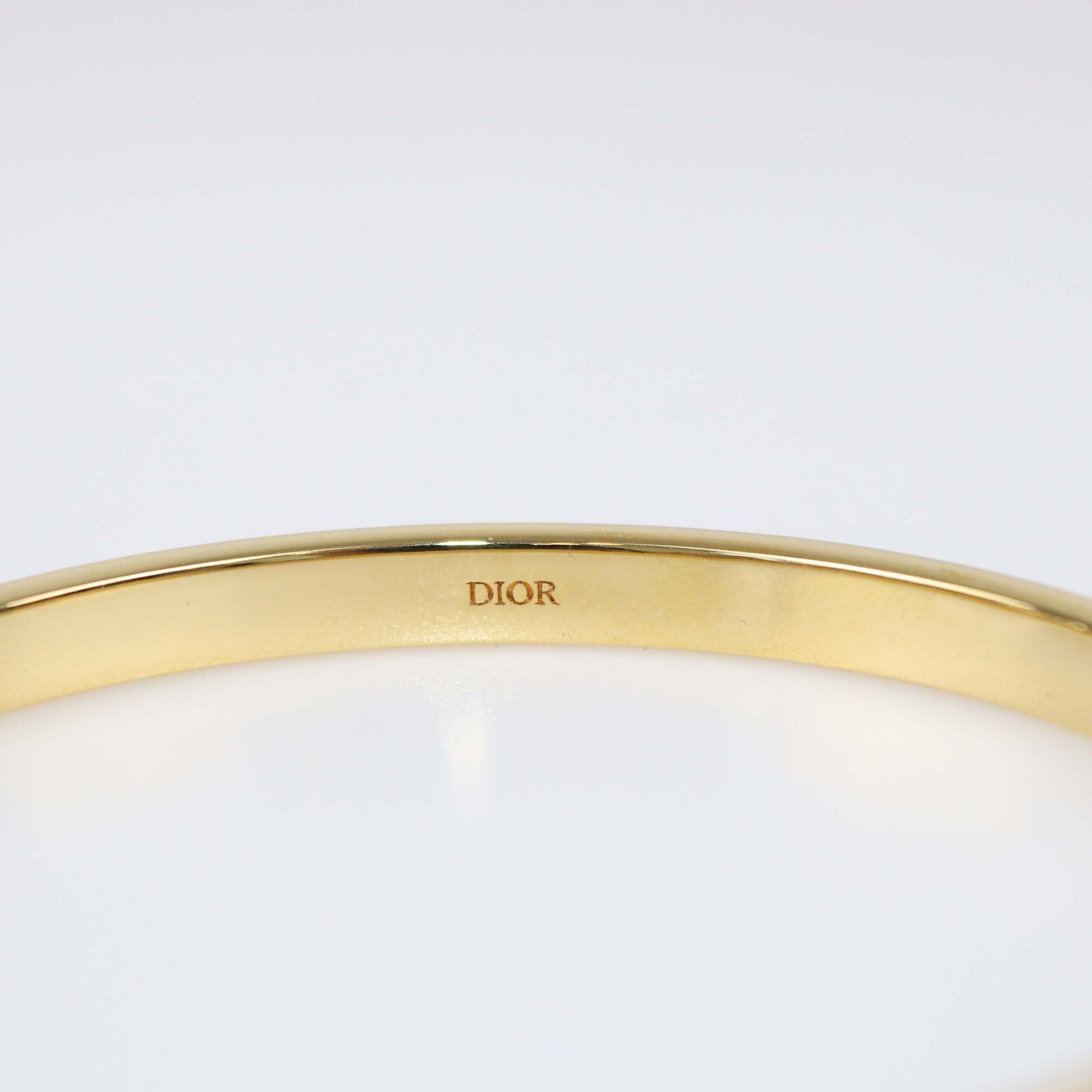 Christian Dior Black/Gold Tone Metal Lacquer Bangle