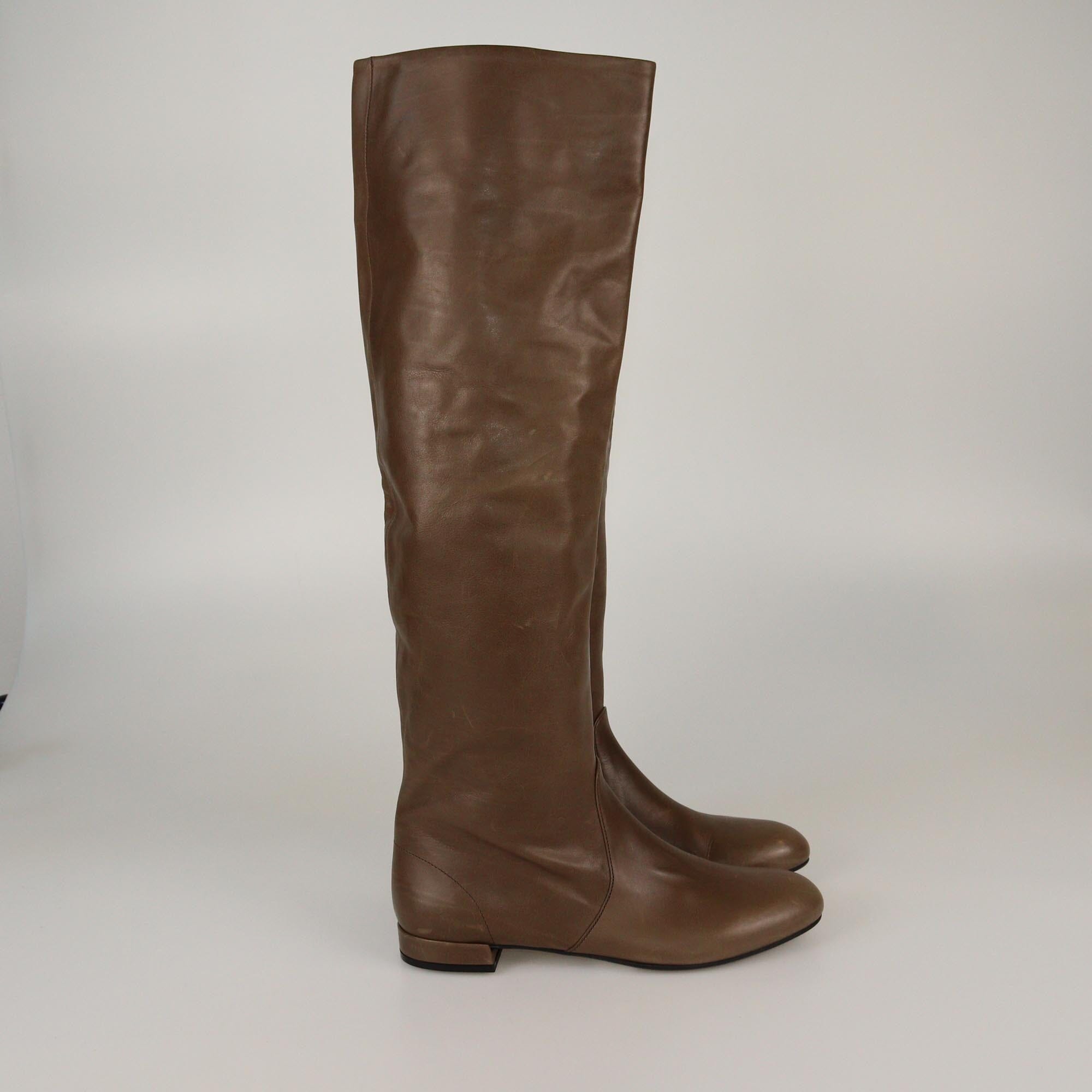 Prada Brown High Boots Womens Prada 
