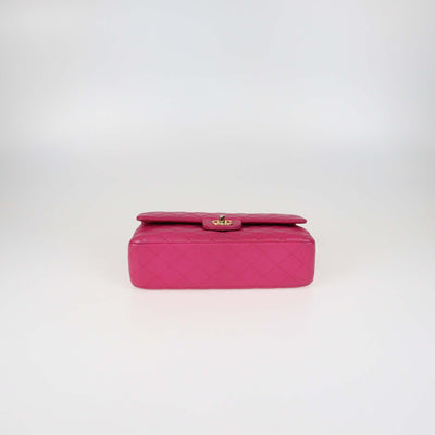 Chanel Pink Lambskin Leather Quilted Medium Classic Double Flap Bag