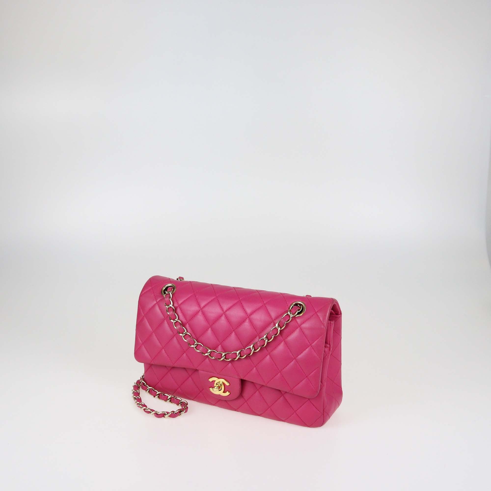 Chanel Pink Lambskin Leather Quilted Medium Classic Double Flap Bag