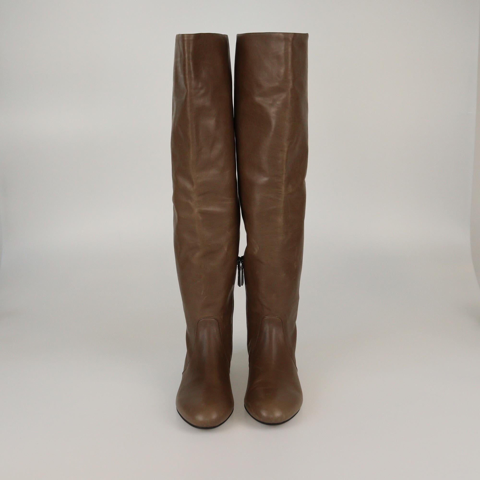 Prada Brown High Boots Womens Prada 