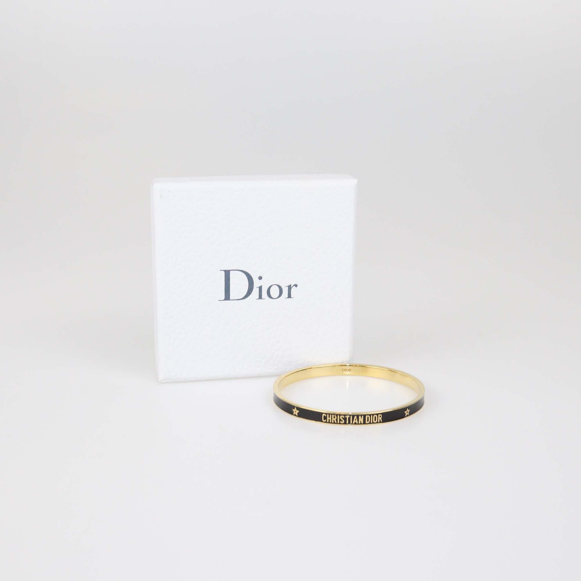 Christian Dior Black/Gold Tone Metal Lacquer Bangle