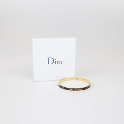 Christian Dior Black/Gold Tone Metal Lacquer Bangle